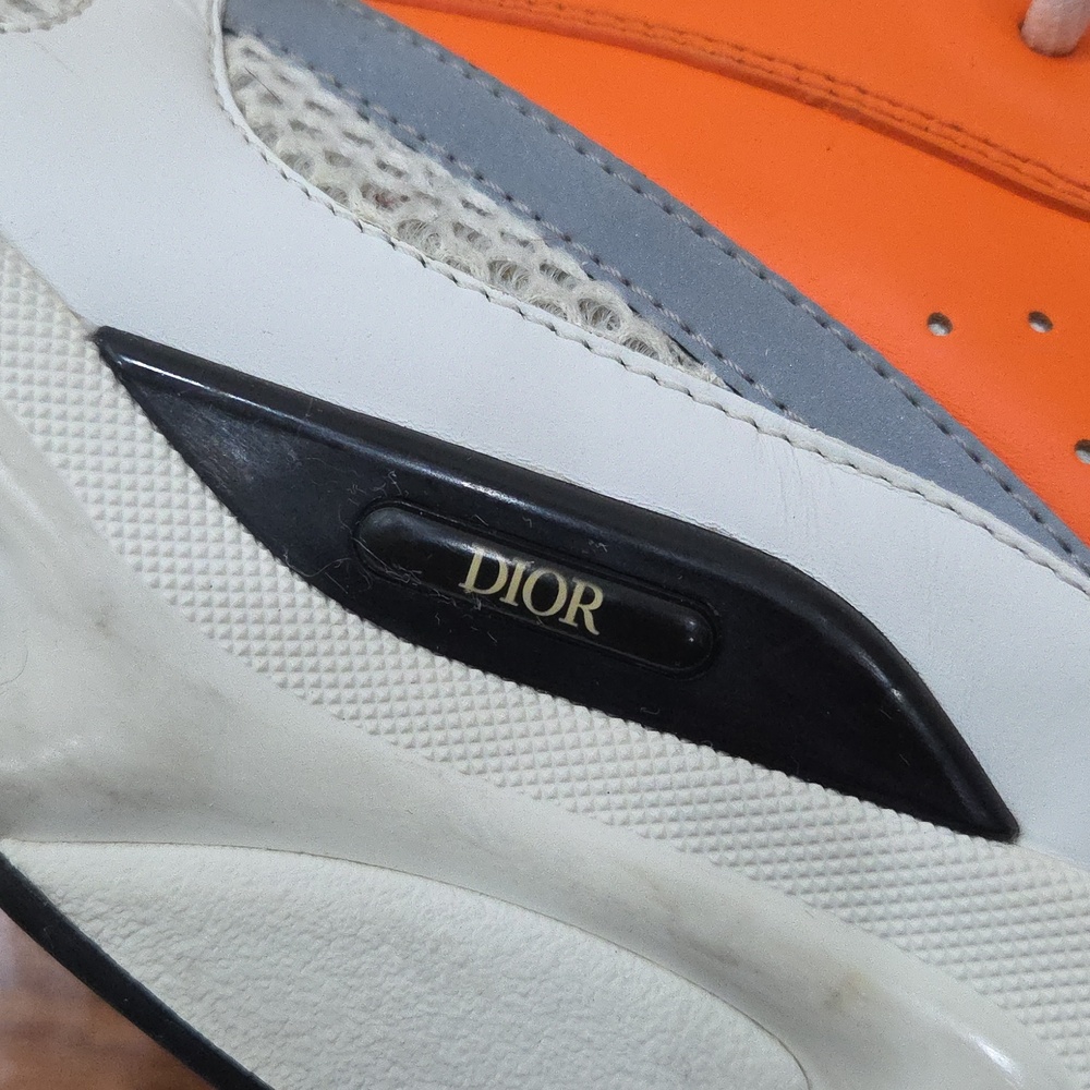 Dior Men Orange, Gray & White Sneakers